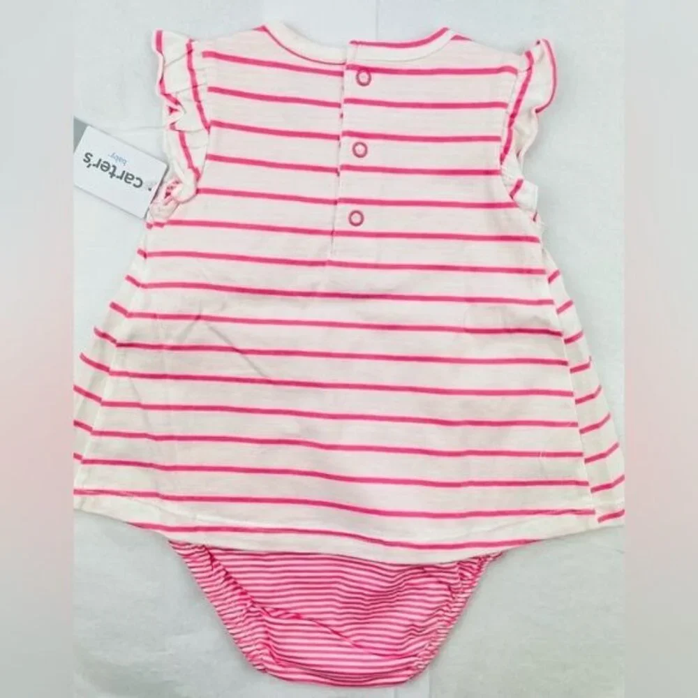 Carter's   Baby Girls' Striped Sheep Jersey Sunsuit 12M